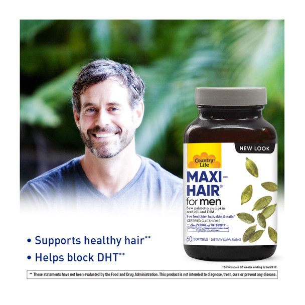 Country Life Maxi Hair For Men 60 Softgels