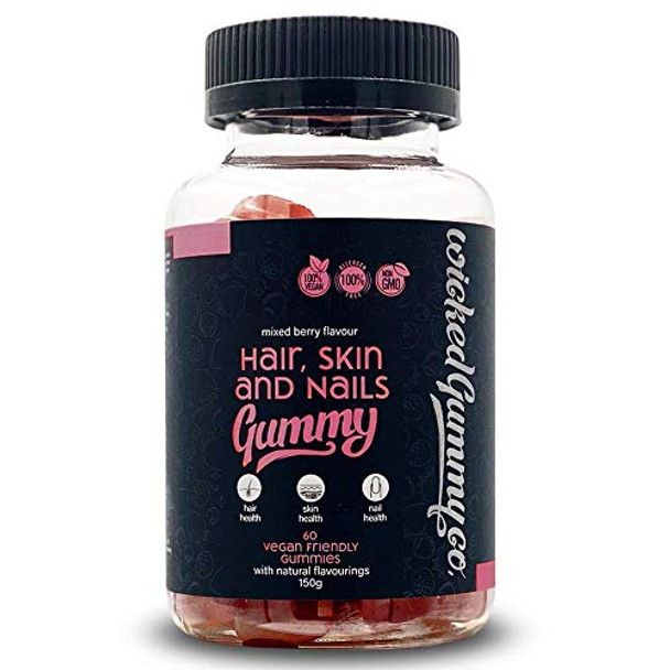 Wicked Gummy Co . Hair Skin & Nails Gummy Vitamins Mixed Berry Flavour 60 Gummies