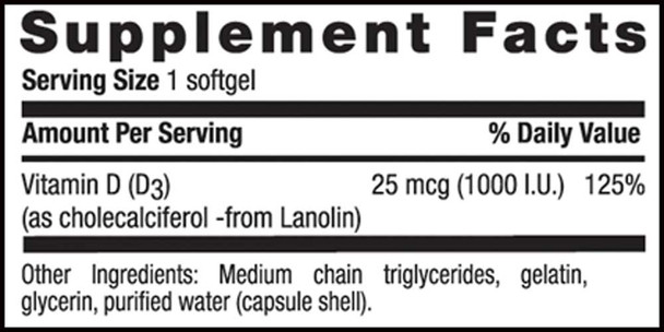 Country Life Vitamin D3 1000 IU 200 Softgels