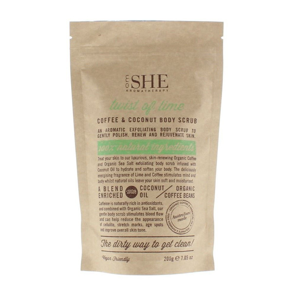 Om She Aromatherapy Coffee & Coconut Body Scrub Twist Of Lime 200G