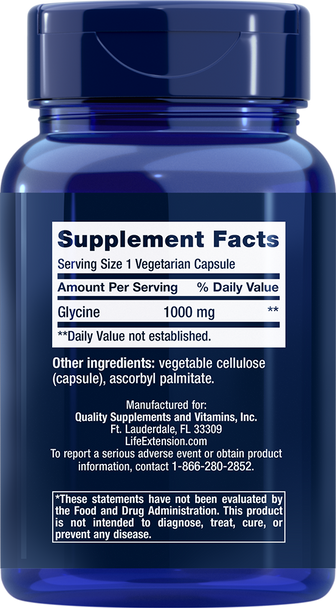 Life Extension Glycine Caps 1000 mg Capsules, 100-Count