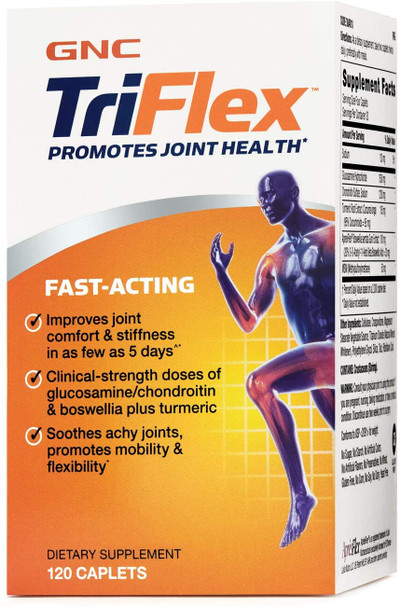 Gnc Triflex Fast-Acting | Improves Joint Comfort And Stiffness, Clinical Strength Doses Of Glucosamine/Chondroitin And Boswellia- Plus Turmeric | 120 Caplets