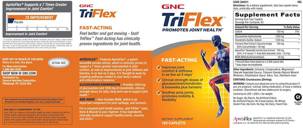 Gnc Triflex Fast-Acting | Improves Joint Comfort And Stiffness, Clinical Strength Doses Of Glucosamine/Chondroitin And Boswellia- Plus Turmeric | 120 Caplets