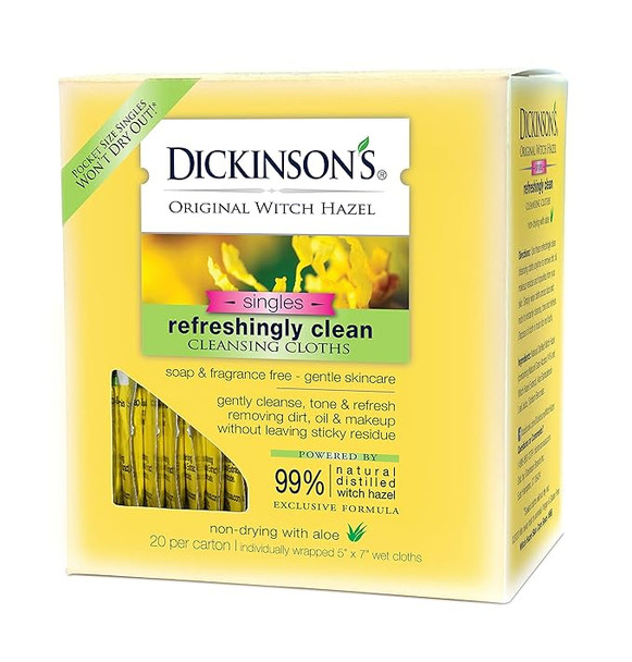 Dickinsons Original Witch Hazel Oil Controlling Towelettes 20 ct By Dickinsons