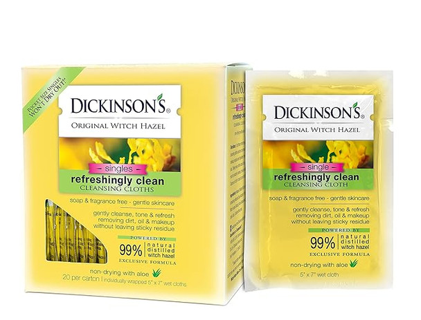 Dickinsons Original Witch Hazel Oil Controlling Towelettes 20 ct By Dickinsons
