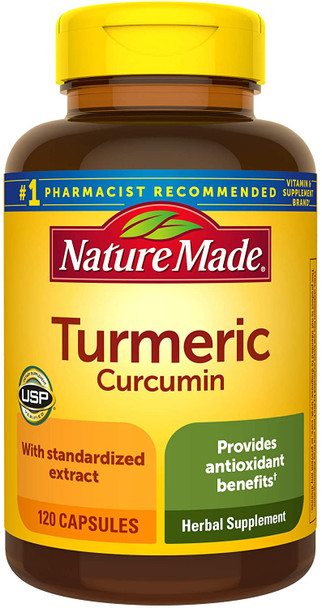 Nature Made Turmeric Curcumin 500 mg, Herbal Supplement for Antioxidant Support, 120 Capsules, 120 Day Supply
