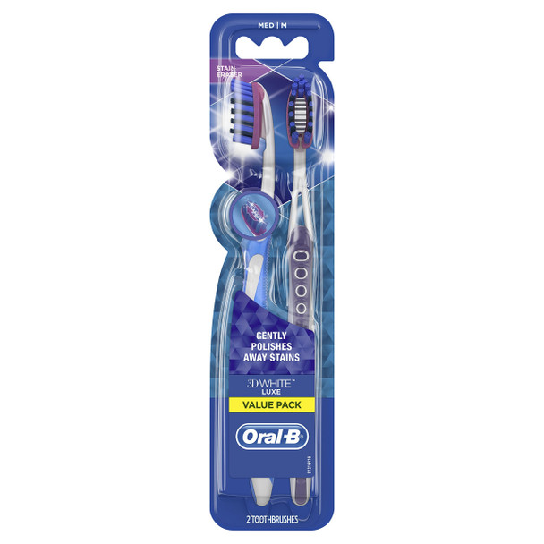 Oral-B 3D White Luxe Pro-Flex 38 Medium Manual Toothbrush Twin Pack (Packaging May Vary)