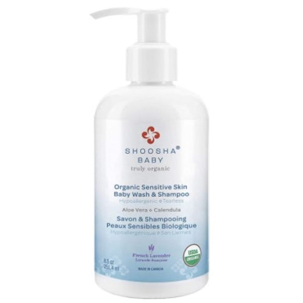 Sensitive Skin Organic Baby Wash & Shampoo Lavender Vanilla 8.5 Oz By Shoosha