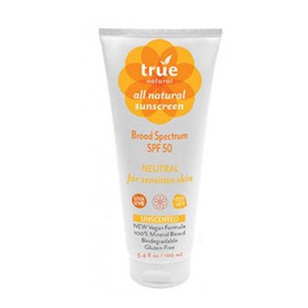 All Natural Sunscreen SPF 50 Unscented 3.4 Oz By True Natural