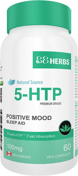 5-HTP - Pharmaceutical Grade Purity - All Natural Source - Quick Release - No Magnesium Stearate - 100mg (per cap) - 60 Vegetarian Caps