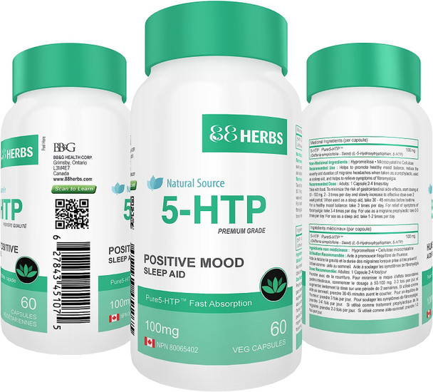 5-HTP - Pharmaceutical Grade Purity - All Natural Source - Quick Release - No Magnesium Stearate - 100mg (per cap) - 60 Vegetarian Caps