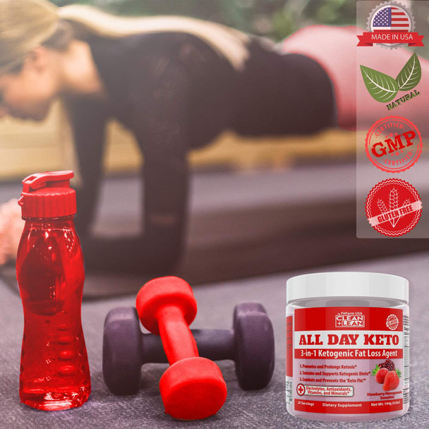 All Day Keto 3-in-1 Ketogenic Fat Loss Agent MCT Oil Extract, Organic Caffeine, prebiotic Inulin Fiber, Aquamin Aquatic Mineral Complex + Immunity Vitamins antioxidants