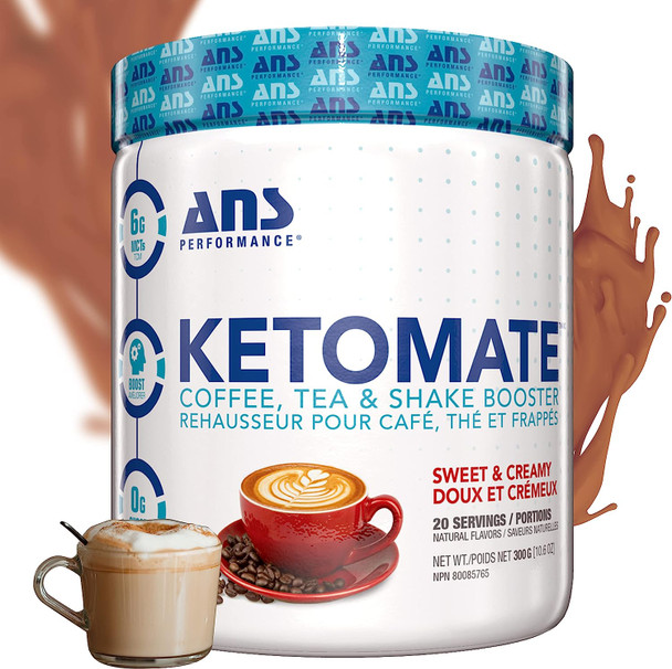 ANS Performance Ketomate Coffee Creamer With MCT Oil Powder, Delicious, Sugar Free Creamer For Coffee, Tea & Shakes, Perfect Keto Energy Powder, Milk Substitute, 20 Servings, 15oz, Sweet and Creamy