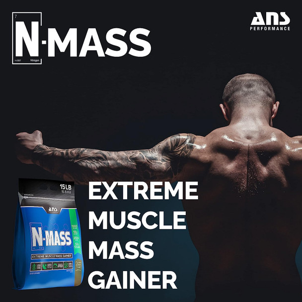 ANS Performance N-Mass Muscle Mass Gainer - Protein Powder - Muscle Mass Maximizer s 15lb, (Peanut Butter Fudge)