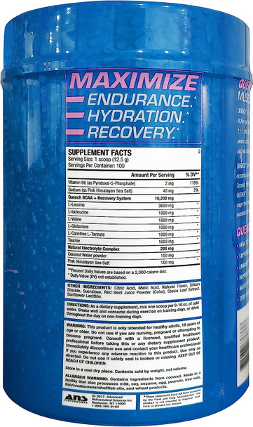 ANS Performance Quench BCAA Powder - Workout Muscle Recovery Drink - Dietary Supplement with Protein - No Added Sugar, Zero Carbs And Calories - 100 Servings, Pink Lemonade