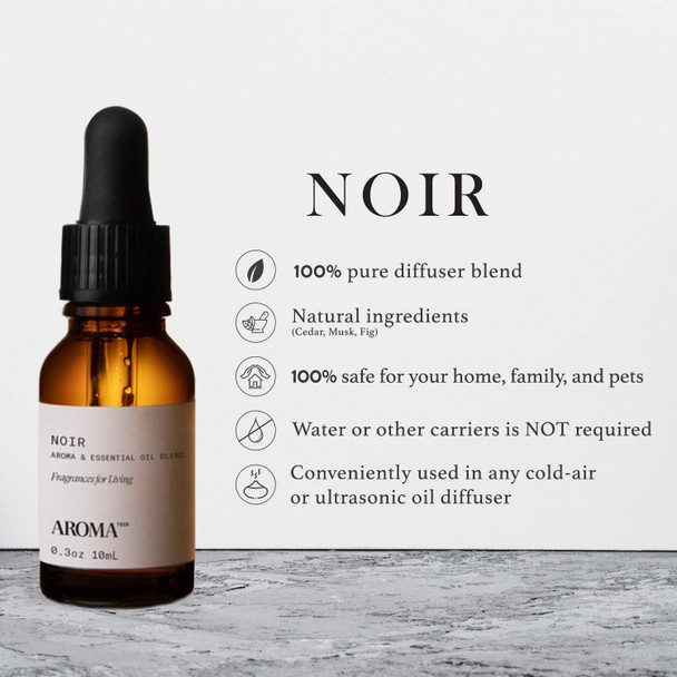 AromaTech Noir Aroma Oil for Scent Diffusers, Cedar, Musk, Fig, Pure Essential Oil for Cold-Air and Ultrasonic Scent Machines - 10 Milliliters