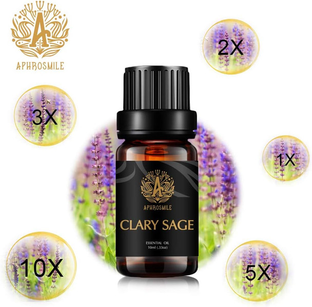 Aromatherapy Clary Sage Essential Oil, Therapeutic Grade Clary Sage Aromatherapy Essential Oil Fragrance, 100% Pure Clary Sage Scent Essential Oil for Diffuser, Humidifier, Massage 0.33 oz - 10ml
