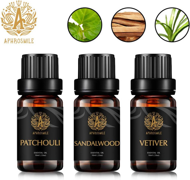 Aromatherapy Patchouli Essential Oil Set for Diffuser, 3X10ml 100% Pure Vetiver Essential Oil Kit for Humidifier - Patchouli, Vetiver, Sandalwood Essential Oil Set, Aromatherapy Sandalwood Oils Kit Aromatherapy Patchouli Essential Oil Set for Diffuser, 3X10ml 100% Pure Vetiver Essential Oil Kit for Humidifier - Patchouli, Vetiver, Sandalwood Essential Oil Set, Aromatherapy Sandalwood Oils Kit