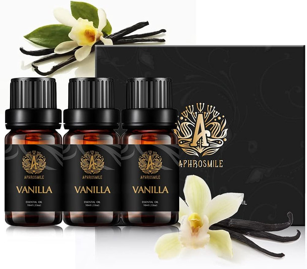Aromatherapy Vanilla Essential Oil Set, 100% Pure Aromatherapy Vanilla Scent Essential Oils Set for Diffuser, Therapeutic Grade Vanilla Aromatherapy Essential Oils Fragrance Kit for Home - 3x10ml