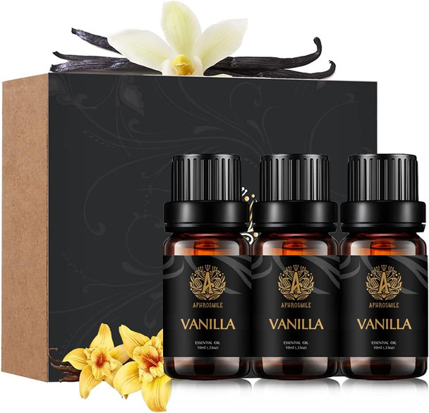 Aromatherapy Vanilla Essential Oil Set, 100% Pure Aromatherapy Vanilla Scent Essential Oils Set for Diffuser, Therapeutic Grade Vanilla Aromatherapy Essential Oils Fragrance Kit for Home - 3x10ml