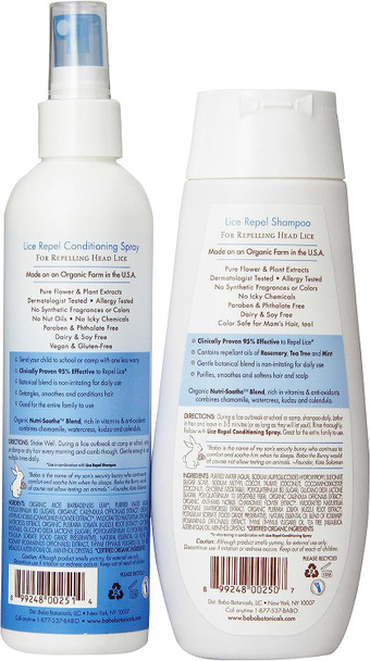 Babo Botanicals Essential Lice Prevention Set with Lice Comb, 16 Oz