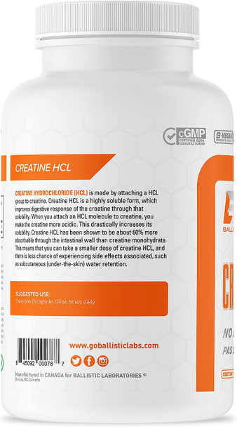 BALLISTIC LABORATORIES - Creatine HCL Capsules 120 Caps