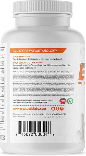 BALLISTIC LABORATORIES - NIGHT OPS - 125 Vegetarian Capsules - NIGHT TIME Fat Metabolizer - Fat Burner