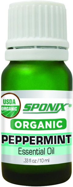 Best Organic Peppermint Essential Oil - Top Aromatherapy Oil - Therapeutic Grade and Premium Quality - 10 mL by Sponix