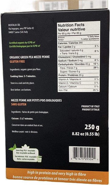 Bioitalia Green Pea Pasta - Mezze Penne 250 gram