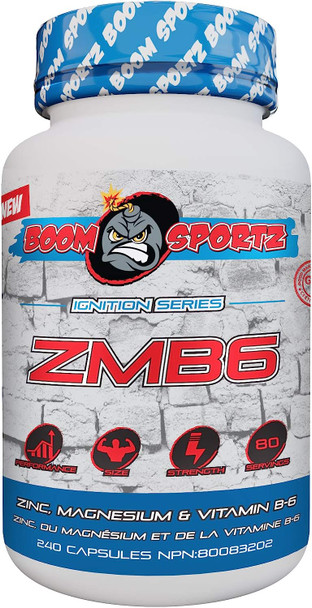 BOOM SPORTZ - ZMB6-100% Pure - Maximum Strength + Absorption  240 Count  80 Servings