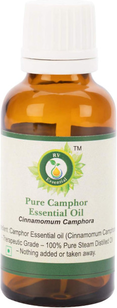 Camphor Essential Oil | Cinnamomum Camphora | Camphor Oil | For Diffuser | For Massage | For body | For Hair | 100% Pure Natural | Steam Distilled | Therapeutic Grade | 100ml | 3.38oz By R V Essential