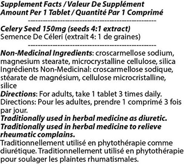 Celery Seed 600mg 90 Tablets [1 bottle] by Total Natural, circulatory health, Healthy Cardiovascular And Urinary Tract Function, Men And Sex Health Care