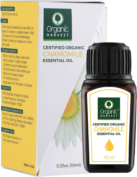 Chamomile Essential Oil USDA, OneCert, Certified Organic, 100% Pure, Undiluted, Therapeutic Grade, Excellent for Aromatherapy, 1/3 fl. Oz / 10 ml Organic Harvest