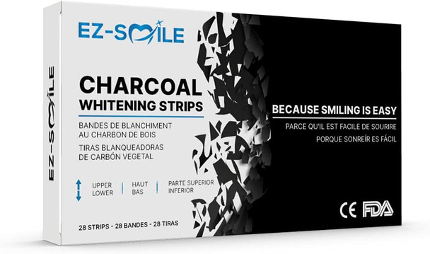 Charcoal Teeth Whitening Strips | Start Seeing Results After First Day | 14 Day Treatment | Reduced Sensitivity | EZ-SMILE | Because Smiling Is Easy