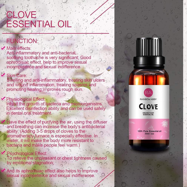 Clove Essential Oil 30ml (1oz) - 100% Pure Therapeutic Grade for Aromatherapy Diffuser, Massage, Skin Care