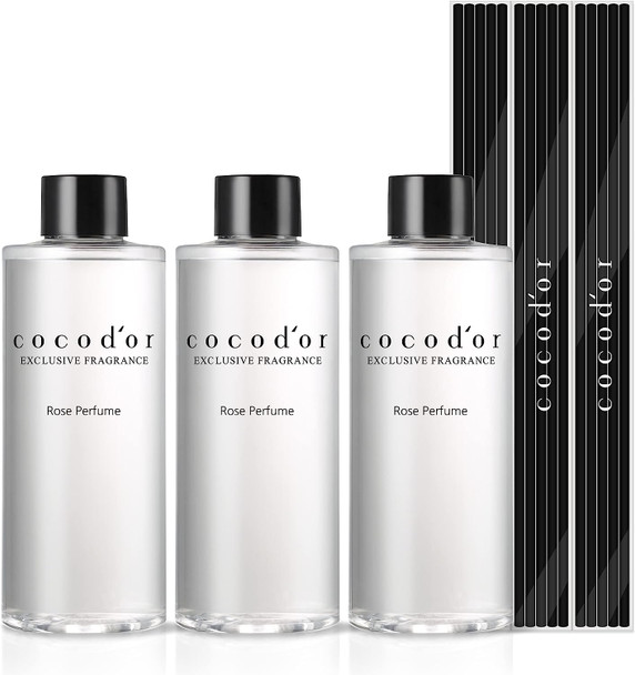Cocodor Reed Diffuser Oil Refill/Rose Perfume/6.7oz(200ml)/3 Pack/Aroma Therapy, Home Fragrance, Scented Oils