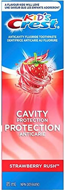 Crest Kid's Anticavity Cavity Protection Fluoride Toothpaste, Strawberry Rush, 3 Pack of 85 mL