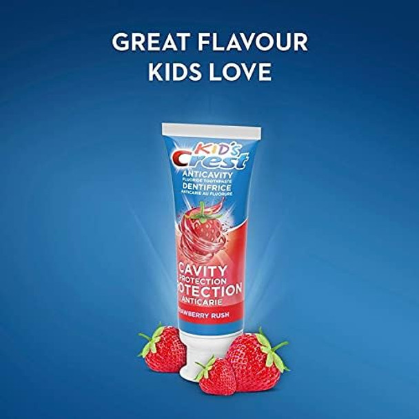 Crest Kid's Anticavity Cavity Protection Fluoride Toothpaste, Strawberry Rush, 3 Pack of 85 mL