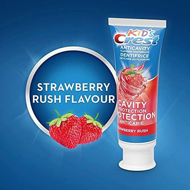 Crest Kid's Anticavity Cavity Protection Fluoride Toothpaste, Strawberry Rush, 3 Pack of 85 mL