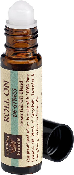 De-Stress Pre-Diluted Essential Oil Blend Roll-On 10ml 100% Pure. Undiluted Essential Oil Therapeutic Grade Amber Glass Bottle with Convenient and ready-to-use roll-on applicator