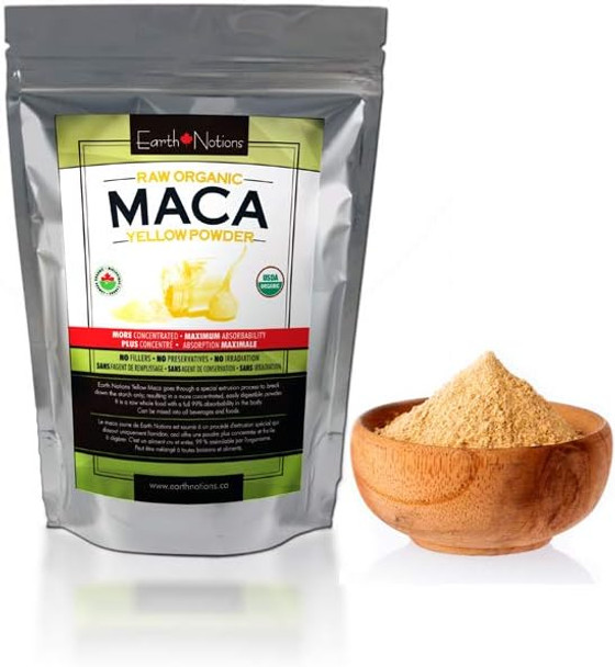 Earth Notions Organic Yellow Maca Powder | Root | Gelatinized | Non GMO | Non-irradiated | 500g