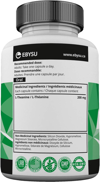 EBYSU L-Theanine Capsules - 200mg Capsules to Promote Relaxation - 60 Day Supply