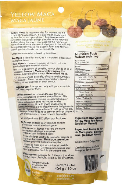 Ecoideas Organic Yellow Maca, 454g Ecoideas Organic Yellow Maca, 454g