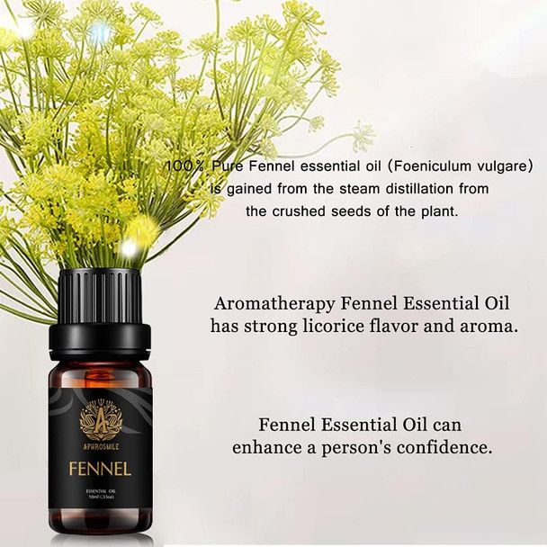 Fennel Aromatherapy Essential Oil, 100% Pure Fennel Scent Essential Oil for Diffusers, Humidifier, Therapeutic Grade Aromatherapy Fennel Scent Essential Oil Fragrance for Massage Home 0.33oz-10ml