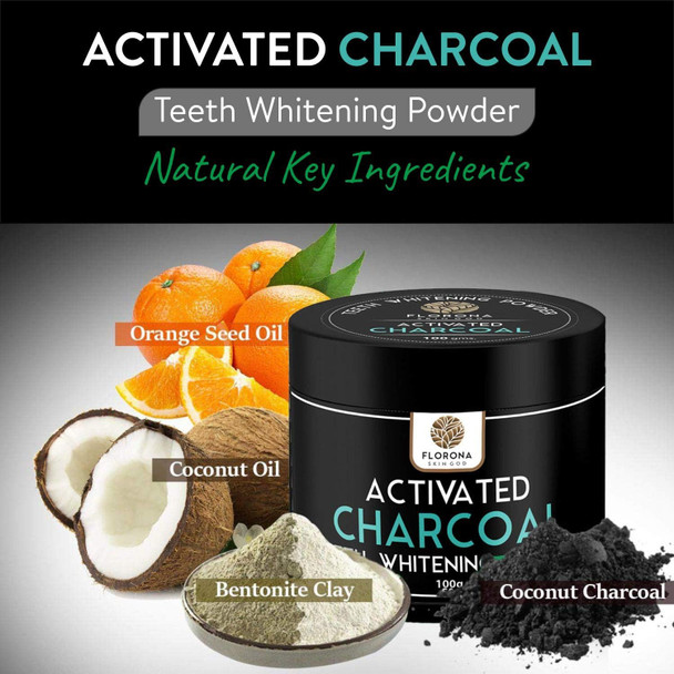 Florona Natural Teeth Whitening Activated Charcoal Powder (100g)