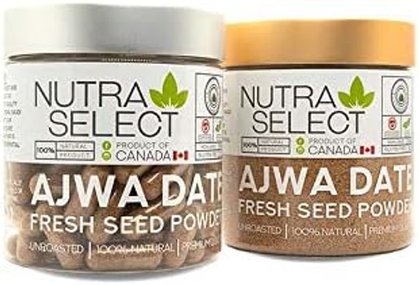 Fresh Ajwa Date Seed Powder 120 Capsules/Unroasted All Natural Nutrition Powder (VEGAN/NON-GMO/GLUTEN FREE)