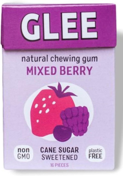 Glee Gum Mixed Berry Natural Chewing Gum, 12 Count