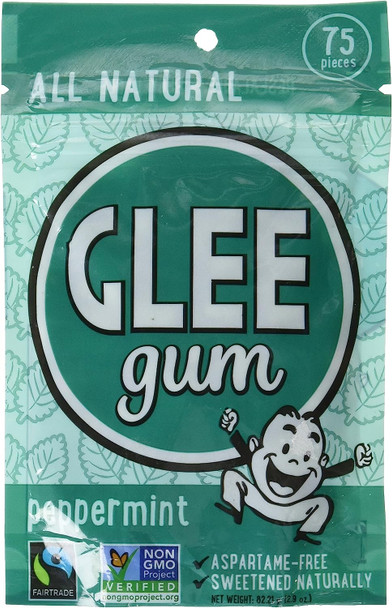 Glee Gum Peppermint Natural Chewing Gum Pouch (55 Pieces), 77 Grams