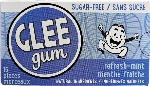 Glee Gum Xylitol-Sweetened Sugar-Free Peppermint Natural Chewing Gum, 12 Count