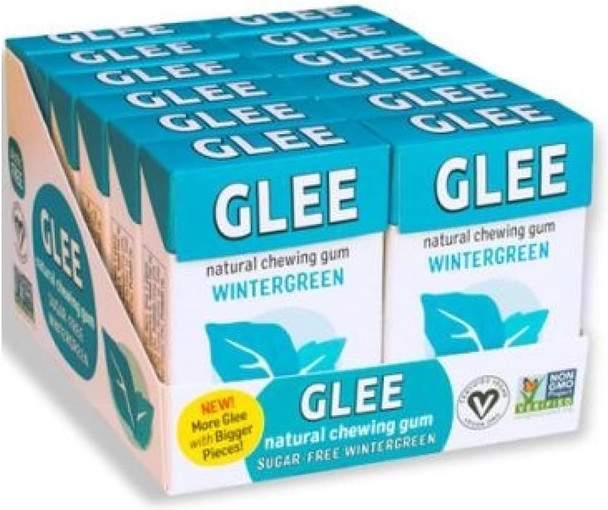 Glee Gum Xylitol-Sweetened Sugar-Free Wintergreen Natural Chewing Gum, 12 Count